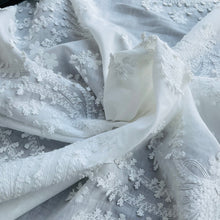 Load image into Gallery viewer, Whispering Fern Embroidered Cotton Voile – Natural White
