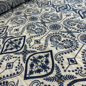 Harvest Broderie - White / Navy