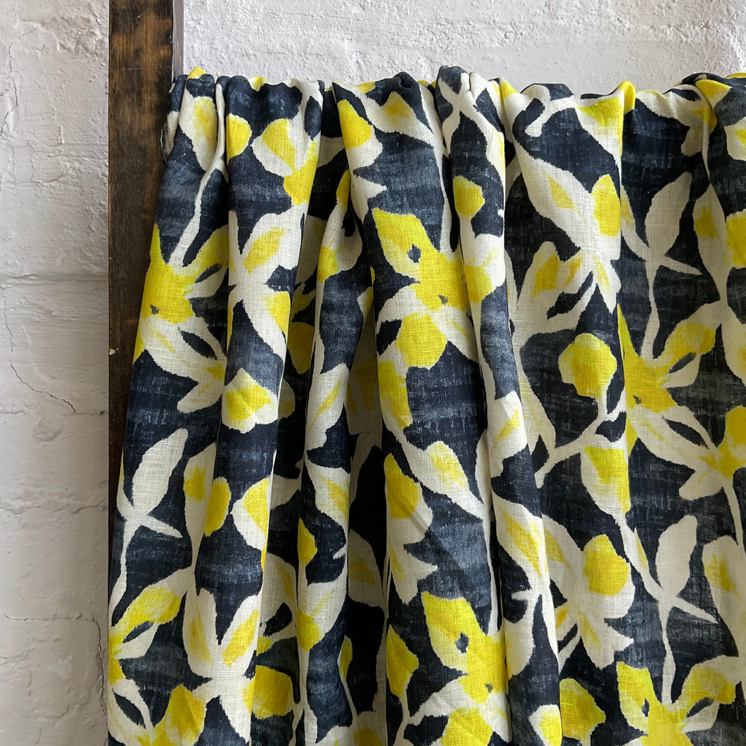 100% Linen Digital Print - Mellow Yellow