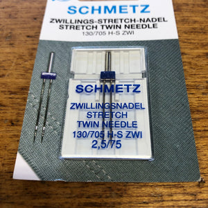 Schmetz Sewing Machine Needle - Stretch Twin Needle - 2.5/75