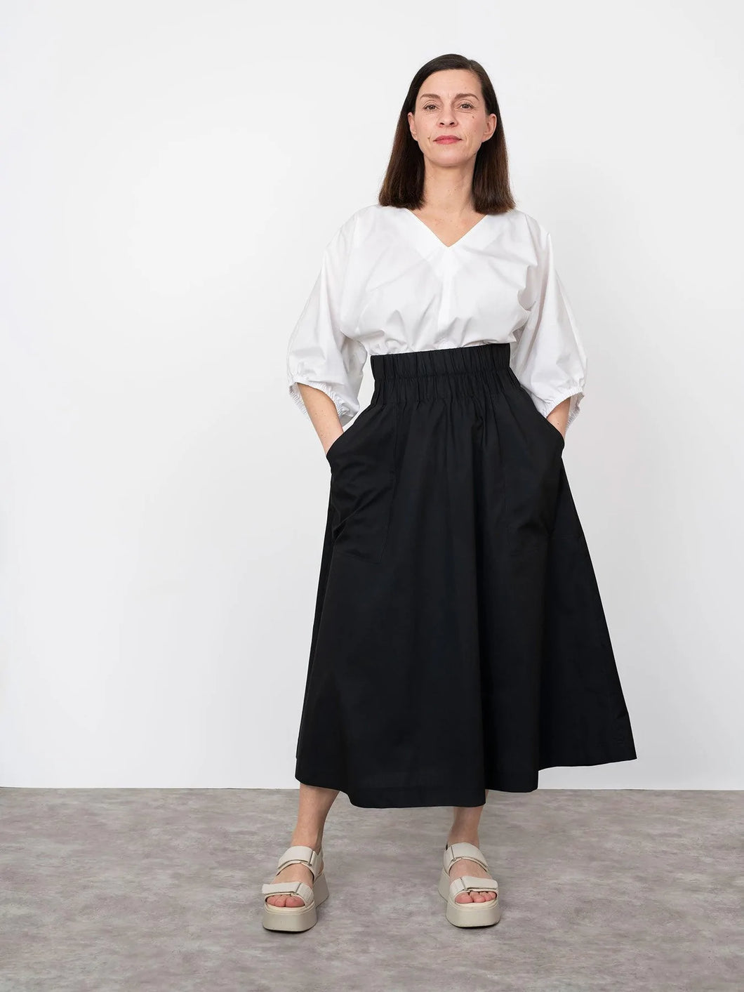 Elastic waist a line skirt best sale